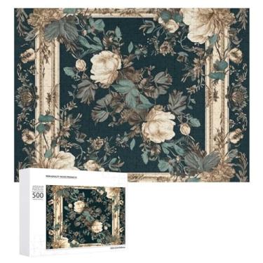 Imagem de Quebra-cabeça 500 peças flores personalizadas na moldura quebra-cabeça para adultos quebra-cabeça de imagem de madeira quebra-cabeça desafiador com saco de armazenamento quebra-cabeça reunião familiar
