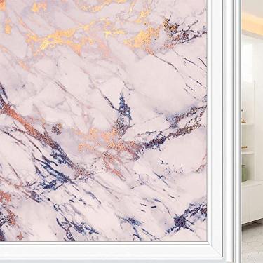 Imagem de Película de janela 3D de mármore, textura de estilo mármore, para porta de vidro, banheiro, sala de estar, L90 x C 190 cm