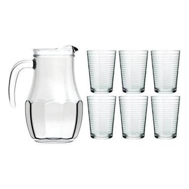 Imagem de Kit Jogo 6 Copos Com Jarra Vidro Água Refrigerante Nadir Figueiredo - 