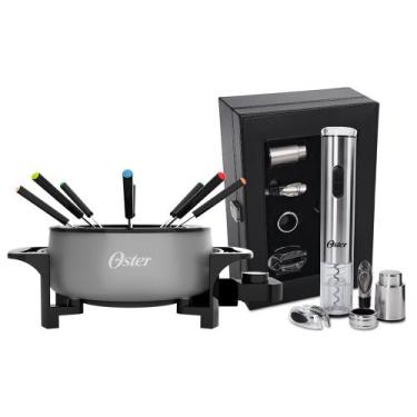 Imagem de Kit Vinho e Panela Elétrica de Fondue Oster Cinza, 220V