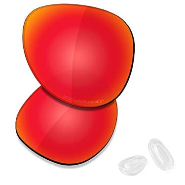 Imagem de SAUCER Lentes de reposição premium e protetores de nariz para óculos de sol Oakley Elmont L OO4119 60 mm de alta definição - vermelho fogo polarizado