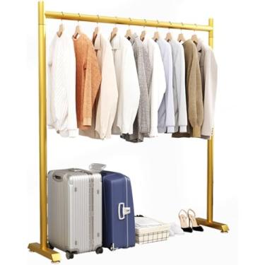 Imagem de Cabideiro De Roupas Independente, Cabideiro De Metal De Trilho Único Para Pendurar Roupas, Organizador De Roupas Para Lavanderia De Quarto Em Casa, Pés Ajustáveis, Gold, 120cm/47"