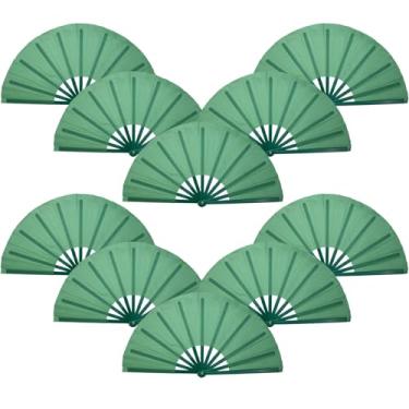 Imagem de QIRMIZI 10 peças de botas no chão leque de dança - Grande ventilador dobrável de rave para kung fu chinês, dança, festivais de música, carnavais, casamentos, eventos EDM, festas e decorações, verde