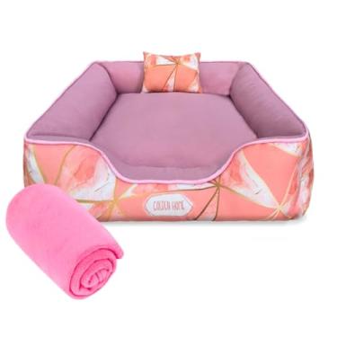 Imagem de Caminha de Cachorro Gato 60x60 3pc Cama Pet Impermeável Com Zíper Mantinha Pet(MARMORE ROSA)