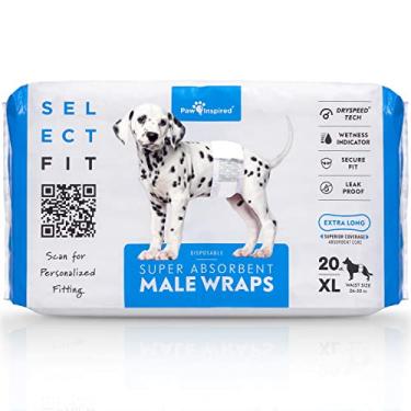 Imagem de Paw Inspired Selecione Fit Envoltório Masculino Descartável | Faixa Abdominal para Cães Machos com Núcleo Absorvente Estendido e Indicador de Umidade (Gg, Contagem de 20)