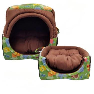 Imagem de Cama Caminha Túnel Toca iglu pet 2 em 1 Cachorro Gato Tamanhos M G GG(Verde,M 40x40)