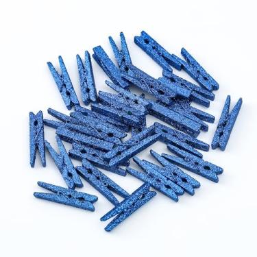 Imagem de 50 pregadores de roupa de madeira com glitter – prendedores de roupa pequenos brilhantes, alfinetes de roupas coloridos de 5 cm para artesanato DIY, decoração de festa, fotos de clipe, presentes de