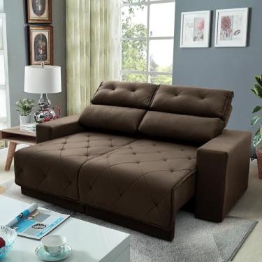 Imagem de Sofá Retrátil Reclinável Belga 1.80m Suede Velut Marrom Molas no Assento