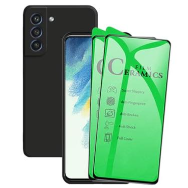 Imagem de Kit 2 Películas de Cerâmica e Capa Capinha Preta Para Galaxy S21 FE