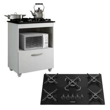 Imagem de Kit Balcão Cooktop Itatiaia 1 Porta com Fogão 5 Bocas Itacook Premium (BRANCO)