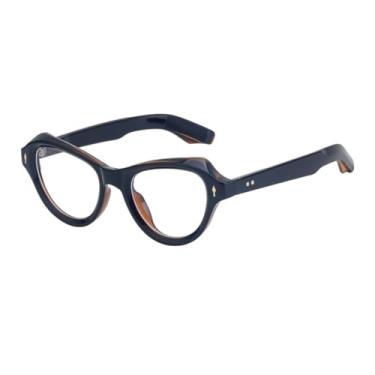 Imagem de Óculos de sol retrô estilo olho de gato com armação antiluz azul para mulheres, casual e com rebite (3)