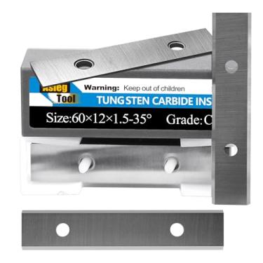 Imagem de Raspador de tinta para cortador de lâminas de carboneto quadrado de 60 mm, 2 bordas, 60 x 12 x 1,5 mm para cabeças de cortador de ranhura de superfície de madeira e ranhura hélica, 10 peças
