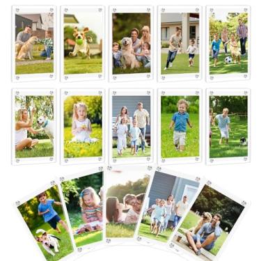 Imagem de AWLGAK Pacote com 15 molduras magnéticas de acrílico para geladeira, moldura Polaroid de 6 x 9 cm, moldura dupla face com ímã de geladeira para Fujifilm Instax Mini, moldura transparente para exibição