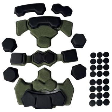 Imagem de Inserções de almofadas de capacete tático, airsoft universal para uso externo, almofada interna de espuma de memória, kit de enchimento de capacete, compatível com Fast/Mich/ACH/USMC/PASGT/EX (verde