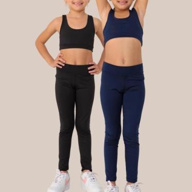 Imagem de Kit com 2 calça leggings infantil JinkingStore para meninas lisa básic