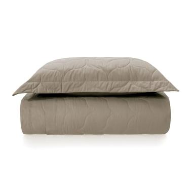 Imagem de Karsten Jogo de Colcha com Porta-Travesseiro Tom Grão Solteiro 100% Algodão 200 Fios 2 peças