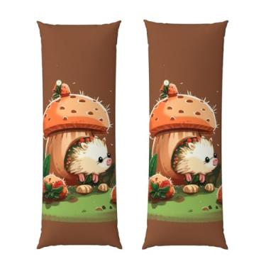 Imagem de Capa de travesseiro corporal com zíper oculto, fronha longa de microfibra macia e respirável para travesseiro de corpo, capas de travesseiro de ouriço e cogumelo para dormir, presente de cama, 50 x
