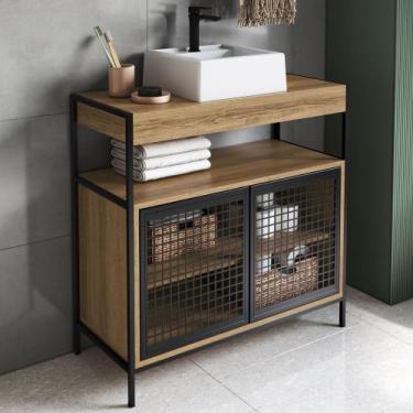 Imagem de Gabinete de Banheiro 80cm Industrial com Cuba Liny Mel Z54 - Mpozenato