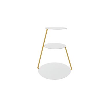 Imagem de Mesa Lateral Industrial 3 Andares Dourado - Branco