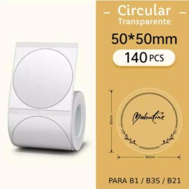 Imagem de 1- ROLO DE ETIQUETA NIIMBOT 50X50 REDONDA COR: TRANSPARENTE- 140 ETIQUETAS PARA IMPRESSORAS B1/B21/B3S/B203