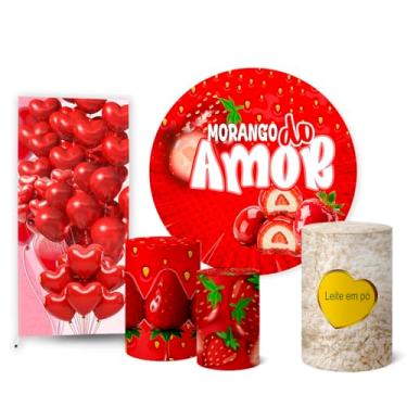 Imagem de Trio Capas Cilindro + Painel Sublimado + Lateral Morango do Amor (K2MRG0004)