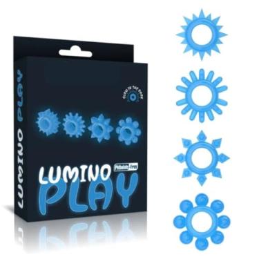 Imagem de Kit 4 Anéis Peniano Brilha No Escuro Conjunto de Anéis Penianos Flexíveis com Efeito Luminoso AN092