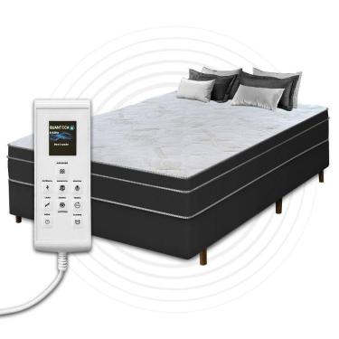 Imagem de Cama Box Casal + Colchão Com Massageador Espuma D33 Função Ortopédica 138x188cm Preto