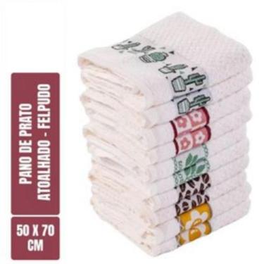 Imagem de Kit Com 5 Panos De Copa Atoalhado Felpudo Bipoint 50x70cm - Zoom Soft