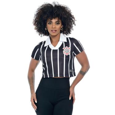 Imagem de Camisa Polo Cropped Corinthians, Feminina, Preta,GG