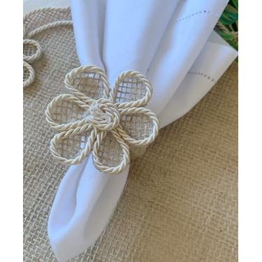 Imagem de Porta Guardanapo com Cordão Acetinado e Juta, 6 Lugares, Decorativo para Mesa
