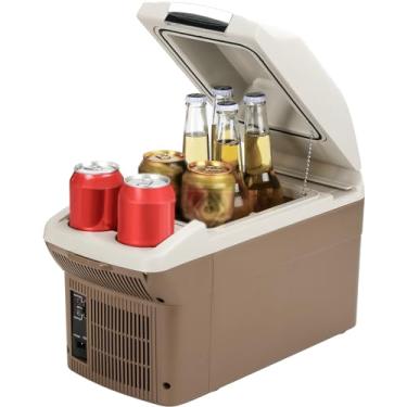 Imagem de 12V Portable Car Refrigerator Cooler/Warmer 8 Quart (9L) Car Fridge 40~140℉,12 V110V-220V, Electric Compact Camping Cooler Thermoelectric 12V Small Fridge for RV,Camping (Brown)