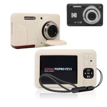 Imagem de Capa para Kodak PIXPRO FZ55, capa protetora de silicone para câmera NOUKAJU com cordão, à prova de quedas, à prova de choque, à prova de poeira, capa protetora para câmera Kodak PIXPRO FZ55 (branca)