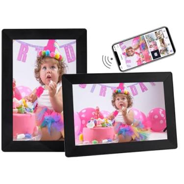 Imagem de Uhale Porta-retrato digital 1280 x 800 HD IPS moldura digital com tela sensível ao toque 10,1 polegadas WiFi 16 GB de armazenamento, compartimento para cartão SD, rotação automática de slides, via