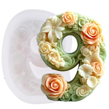 Imagem de XMOX Moldes de silicone 3D com número de 10 cm para resina, moldes de vela de aniversário para fazer sabão faça você mesmo à mão, molde de flor, moldes de resina, presentes para Velas casamento