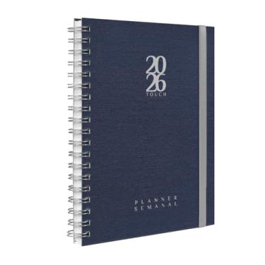 Imagem de Agenda 2026 Planner Semanal Plus Solid Touch Aço Escovado Azul