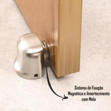 Imagem de Trava Porta Fixador De Porta Aluminio Com Imã Não Deixa Bater Ideal - 