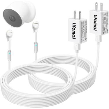 Imagem de Adaptador de alimentação e cabo de carregamento de alimentação USB com luz respiratória de alerta de carregamento, compatível com câmara Google Nest CAM (versão da bateria), 7,6 m, cabo de
