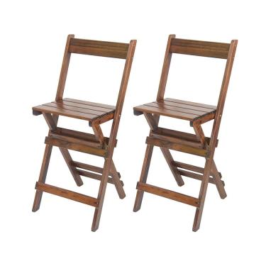 Imagem de Kit 2 Cadeiras Bistrôs em Madeira Dobrável Facil Transporte Imbuia / Liso