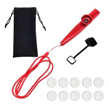 Imagem de JWQFBC Bolsa de Armazenamento de Flauta Kazoo com Corda de Pescoço Leve com Membranas Instrumento Musical para Concerto Premiado Presentes para Crianças, vermelho