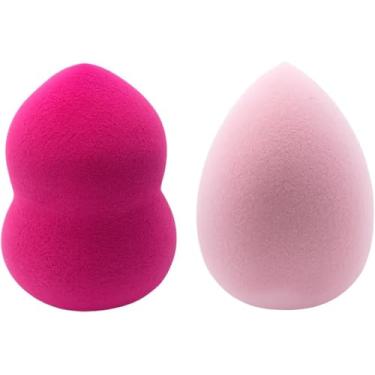 Imagem de Kit Mini Esponjas de Maquiagem, 2 Unidades, Formato Gota e Ampulheta, Rosa