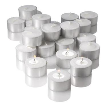 Imagem de 50 Velas Rechaud Brancas Em Suporte Alumínio - 4Hrs Queima