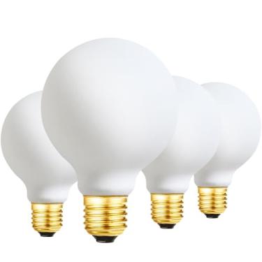 Imagem de LVYE Lâmpada LED G25 base E26 opala fosca porcelana branca macia 3000K regulável Edison 6W lâmpada globo LED, 600LM, equivalente a 60 watts, vidro fosco externo, lâmpada LED Edison Globe vintage G80