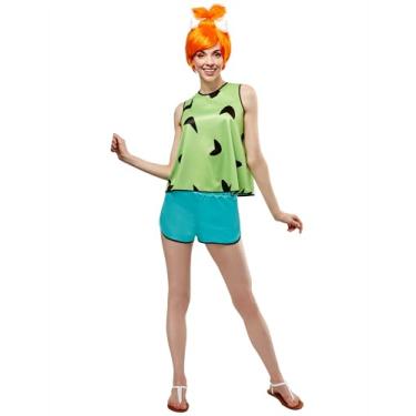Imagem de Rubies Top de fantasia feminina The Flintstones com pedrinhas adultas, shorts e peruca, Conforme mostrado., Small