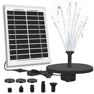 Imagem de ECO-WORTHY Bomba de fonte de água solar pequena de 5 W, painel solar de 5 W, bomba submersível de fonte de água externa com cabos de 3 m e 8 bicos, adequada para banho de pássaros, pequeno lago