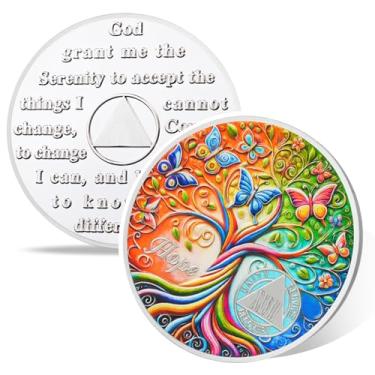 Imagem de Tree of Life Moeda de sobriedade de 28 anos, fichas AA Golden Hope, Addiction Recovery Twenty-Eight Year Sober Chip, Celebrating Recovery Anniversary Token, Narcóticos Anônimos Sobriedade Presentes