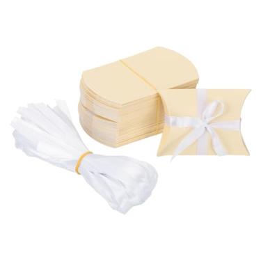 Imagem de PATIKIL Caixas de presente pequenas, 100 peças, caixas de travesseiro de 9,5 x 6,5 x 2,5 cm x 2,5 cm, presente de casamento, presente de aniversário, joias, cartão comemorativo, bege