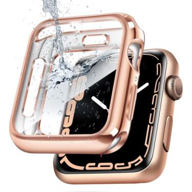 Imagem de top4cus Capa de TPU macio de 42 mm, antiarranhões, leve, 42 mm, protetor de tela, capas opcionais compatíveis com Apple Watch séries 10/9/8/7/6/SE/SE2/5/4/3/2/1 - ouro rosa