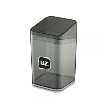 Imagem de Porta Algodão / Cotonete Slim Luxo Banheiro Com Tampa - Uz, Preto