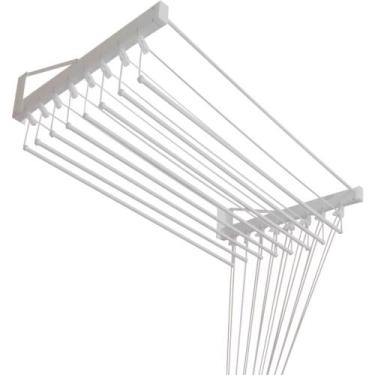 Imagem de Varal Individual De Parede 165cm x 12 Varetas - Em Alumínio Branco - V