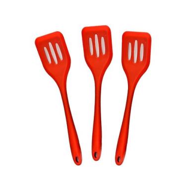 Imagem de Kit 3 Espátulas de Silicone Vazadas Grande 28cm Vermelha - - udlandia